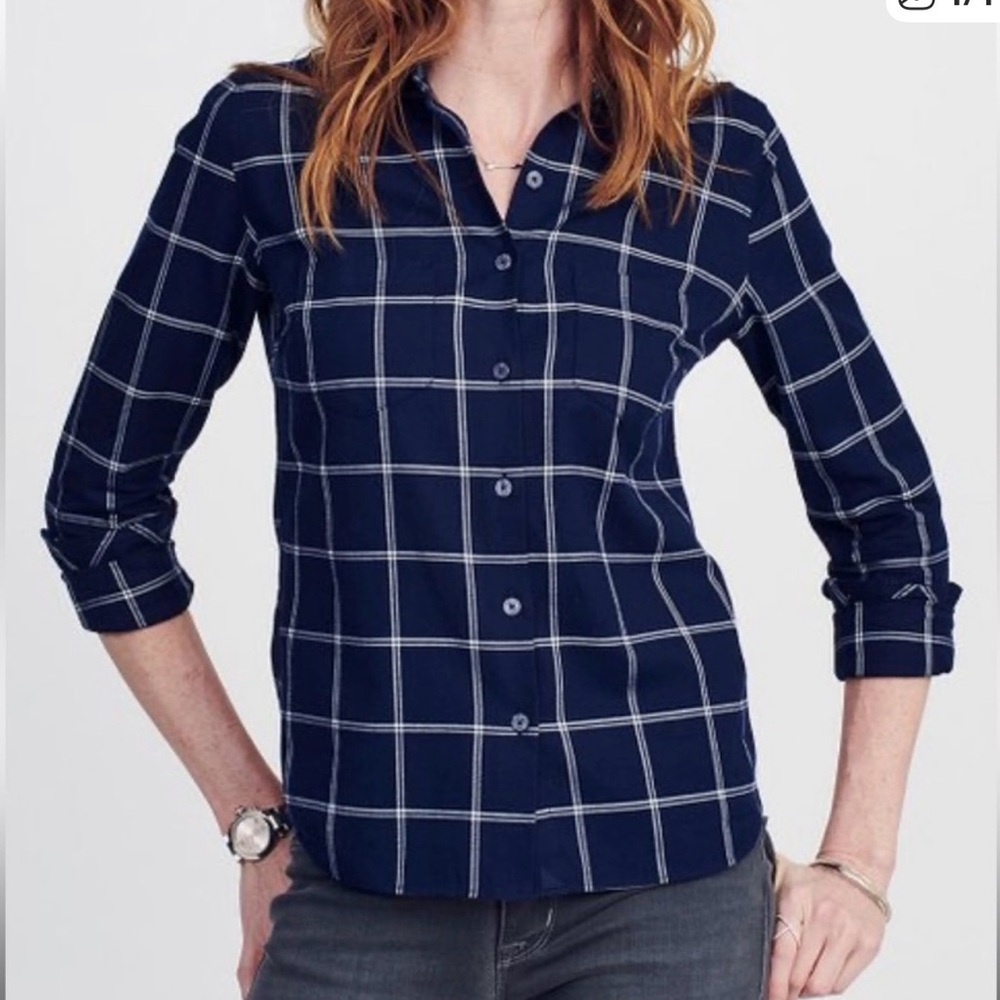 Classic Navy Windowpane Button-Down Shirt